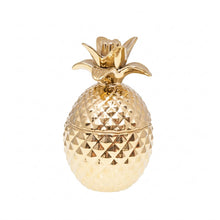 Charger l'image dans la galerie, Boîte décorative ananas en céramique dorée 13x13x22.5cm