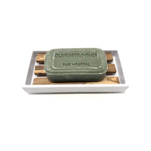 Charger l'image dans la galerie, Porte-savon rectangulaire grand mélamine avec incrustation en bois d'olivier