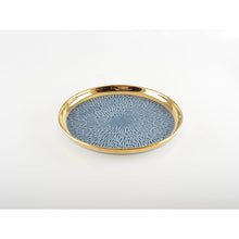 Charger l'image dans la galerie, Assiette à dessert avec bord doré 2 bleue et 2 crème - lot de 4