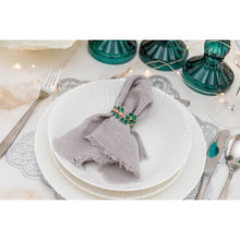 Charger l'image dans la galerie, Lot de 4 ronds de serviettes dorés avec diamants verts