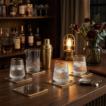 Charger l'image dans la galerie, Dessous de verres carrés avec bord doré - lot de 6
