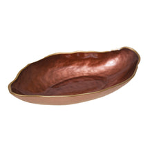Charger l'image dans la galerie, Coupelle ovale marron bord doré 23x13cm