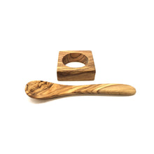 Charger l'image dans la galerie, Porte-oeufTroué avec cuillère à oeuf en bois d'olivier