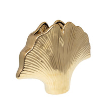 Charger l'image dans la galerie, Vase doré en céramique Ginkgo 29.5x7.5x22cm