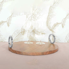 Charger l'image dans la galerie, Plateau rond en bois avec anse argent 38x38x11cm