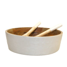 Charger l'image dans la galerie, Saladier et couverts a salade blanc et bois manguier