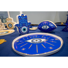 Charger l'image dans la galerie, Plateau en porcelaine oeil bleu D30.5cm