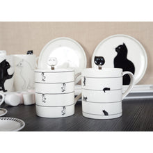 Charger l'image dans la galerie, Tasses à thé blanche avec design chat - lot de 2