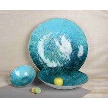 Charger l'image dans la galerie, bol turquoise avec bord doré 20cm