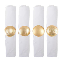 Charger l'image dans la galerie, Lot de 4 ronds de serviettes boutons dorés mat