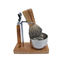 Charger l'image dans la galerie, Support/support de rasage KLASSIK PLUS pour brosse + rasoir humide, pot en acier inoxydable
