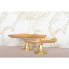 Charger l'image dans la galerie, Plat à cake bords dores sur pied grand modèle 35.2x19.7x13.2cm