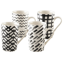 Charger l'image dans la galerie, Mugs 450ml noir & blanc - lot de 4