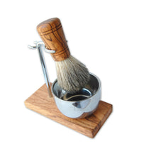 Charger l'image dans la galerie, Support/support de rasage KLASSIK PLUS pour brosse + rasoir humide, pot en acier inoxydable