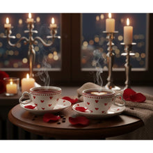 Charger l'image dans la galerie, Tasses et sous-tasses à thé coeur - lot de 2