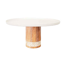 Charger l'image dans la galerie, Plat à tarte blanc sur pied en bois grand modèle 30x30x15cm