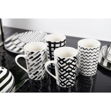 Charger l'image dans la galerie, Mugs 450ml noir & blanc - lot de 4