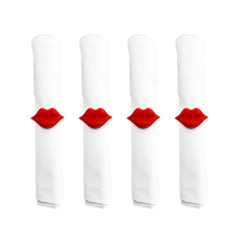 Charger l'image dans la galerie, Lot de 4 ronds de serviette bouche rouge