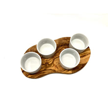 Charger l'image dans la galerie, Plateau de service pour dips avec 4 petits bols en porcelaine