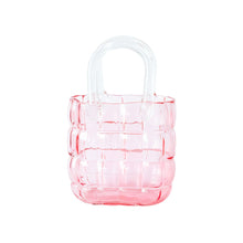 Charger l'image dans la galerie, Vase sac à main matelassé rose transparent 19x10x27cm