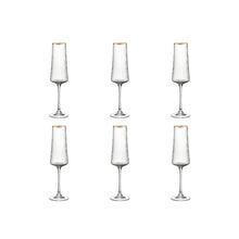 Charger l'image dans la galerie, Flûtes à champagne bord doré 210ml - lot de 6