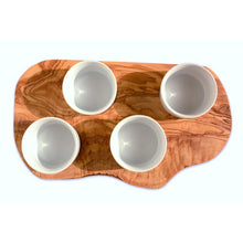 Charger l'image dans la galerie, Plateau de service pour dips avec 4 petits bols en porcelaine