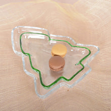 Charger l'image dans la galerie, Coupelle en verre sapin bord vert 20x17x2.5cm