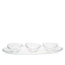 Charger l'image dans la galerie, Set apéritif de 3 coupelles sur plateau transparent 50cm