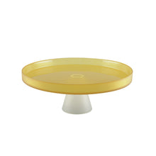 Charger l'image dans la galerie, Plat à gâteaux jaune sur pied blanc 28cm - citron