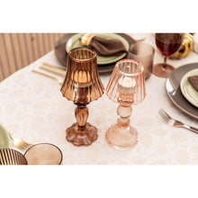 Charger l'image dans la galerie, Bougeoir rose sur pied en verre 9x9x21.5cm