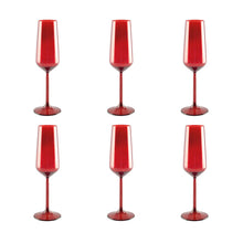 Charger l'image dans la galerie, Flûtes à champagne rouge - lot de 6