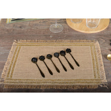 Charger l'image dans la galerie, Cuillères à dessert fleurs assorties noires - lot de 6