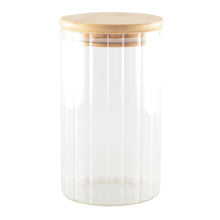 Charger l'image dans la galerie, Pot de rangement en verre et couvercle en bois 9x9x15cm