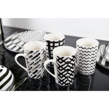 Charger l'image dans la galerie, Mugs 450ml noir & blanc - lot de 4