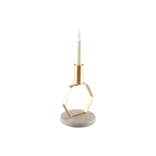 Charger l'image dans la galerie, Bougeoir doré mat octo support marbre h.17 cm