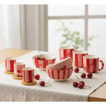 Charger l'image dans la galerie, Mugs à rayures rouge cerise - lot de 4