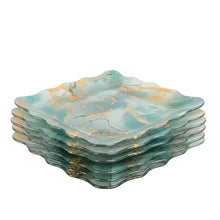 Charger l'image dans la galerie, Coupelles océan carrées plates dorées 20cm - lot de 6