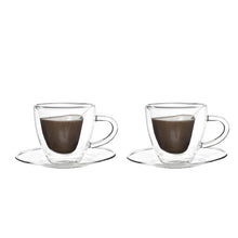 Charger l'image dans la galerie, Tasses à café double paroi café en coeur 150ml - lot de 2