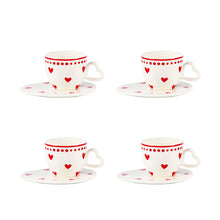 Charger l'image dans la galerie, Tasses et sous-tasses à café coeur - lot de 4