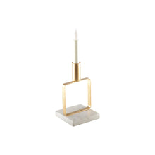 Charger l'image dans la galerie, Bougeoir doré mat carré support marbre h.17 cm