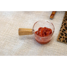 Charger l'image dans la galerie, Mini casserolette en verre avec manche en bois  9x5.5x4cm
