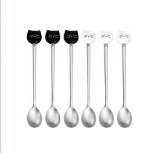 Charger l'image dans la galerie, Cuillères chats blanches et noires - lot de 6
