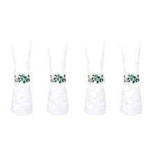 Charger l'image dans la galerie, Lot de 4 ronds de serviettes dorés avec diamants verts
