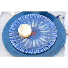Charger l'image dans la galerie, Assiette poisson bleu foncé 20x20x1.3cm -  lot de 6

