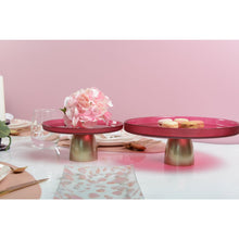 Charger l'image dans la galerie, Plat à gâteaux framboise sur pied dore 28cm
