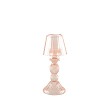 Charger l'image dans la galerie, Bougeoir rose sur pied en verre 9x9x21.5cm
