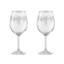Charger l'image dans la galerie, Verres à vin gravé vigne bord doré - lot de 2
