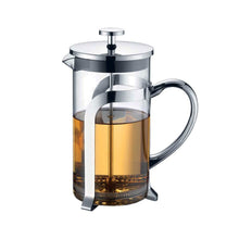 Charger l'image dans la galerie, Cafetière en verre avec déco en métal argent 9x9x18cm
