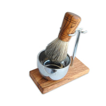 Charger l'image dans la galerie, Support/support de rasage KLASSIK PLUS pour brosse + rasoir humide, pot en acier inoxydable
