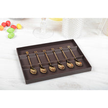 Charger l'image dans la galerie, Cuillères moka grain de café dorées avec boîte - lot de 6
